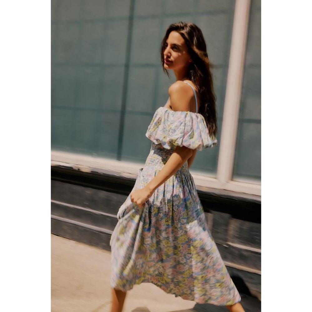 Free People Women's Lewis Maxi Dress Pastel Combo Multicolor Size L NWT - Picture 3 of 10